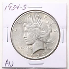 1934-S $1 Peace Silver Dollar in AU Condition #7456