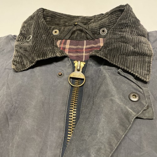 Vintage Wax Jacket Mens L 2XL Navy Hunting Shooting Fishing Hooded Barn Coat - Picture 4 of 13