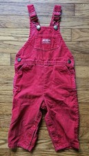 VTG 90s OshKosh B'Gosh Overalls Toddler 24 MOS Red Corduroy Vestbak Made In USA