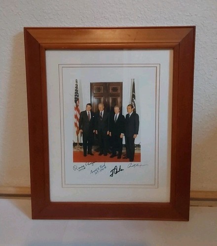 FOUR PRESIDENTS REAGAN FORD CARTER NIXON AUTOGRAPHED Color 11 X 8 FRAMED PHOTO - Picture 4 of 7