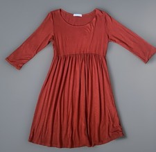 Long Sleeve Swing Shift Modal Dress Womens Sz L Chris & Carol Dark Orange