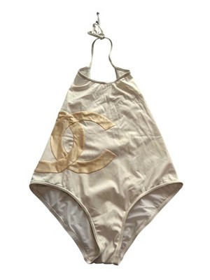 Chanel Coco Beach Collection Large CC Logo One Piece Swimsuit in