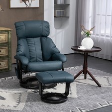 Recliner with Ottoman Footrest Swivel Massage Chair Faux Leather for Living Room