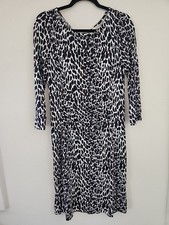 Tory Burch Dress Leopard Print Navy Ruched Waist Stretch Above Knee Size M