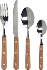 Drift Wooden Handle Stainless Steel Cutlery Set Of 16 Pieces & 2 Damaged Used
