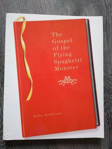 Signierte Kopie des Evangeliums vom fliegenden Spaghettimonster Tim Mak Bobby Henderson