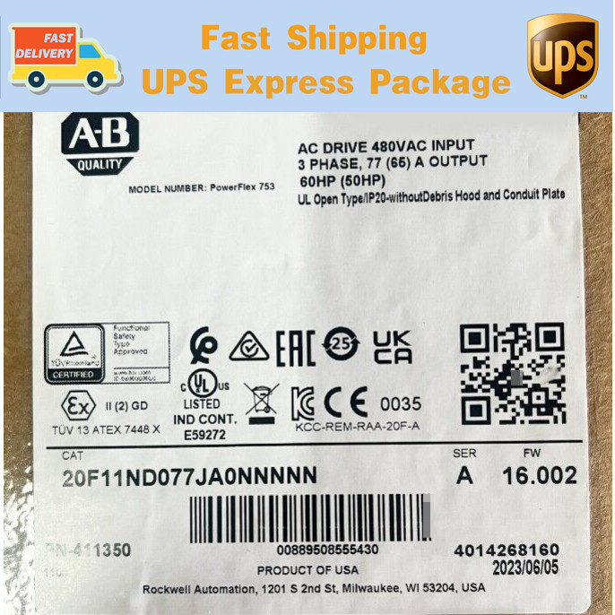 NEW 20F11ND077JA0NNNNN AB PowerFlex Air Cooled 753 AC Drive 20F11ND077JA0NNNNN