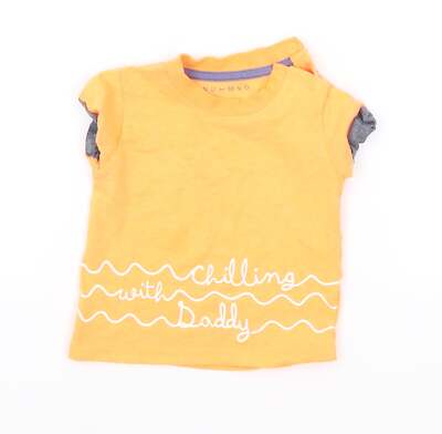 Muskat Jungen orange Polyestermischung T-Shirt Größe 9-12 Monate Druckknopf