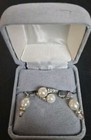 Pearl Diamond Bypass 14k White Gold  Ring, Sz 2, , 925 Silver Pearl Earrings  — photo 2