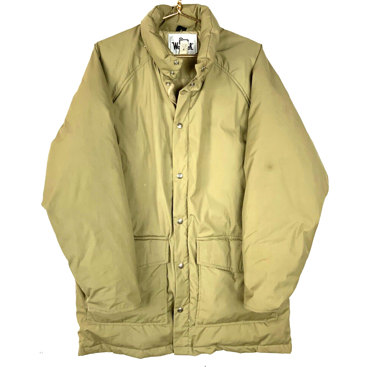 Vintage Woolrich Down Puffer Jacket Size Large Beige Full Zip 90s  