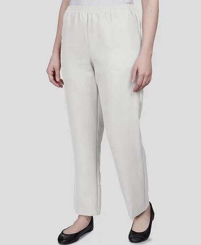 Alfred Dunner Womens White Classics Pull-On Straight-Leg Pants Plus Size 18W