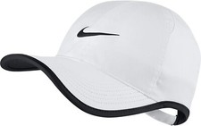 NEW NIKE Adult FEATHERLIGHT DRI-FIT Tennis/Golf Hat-White/Black 679421-100