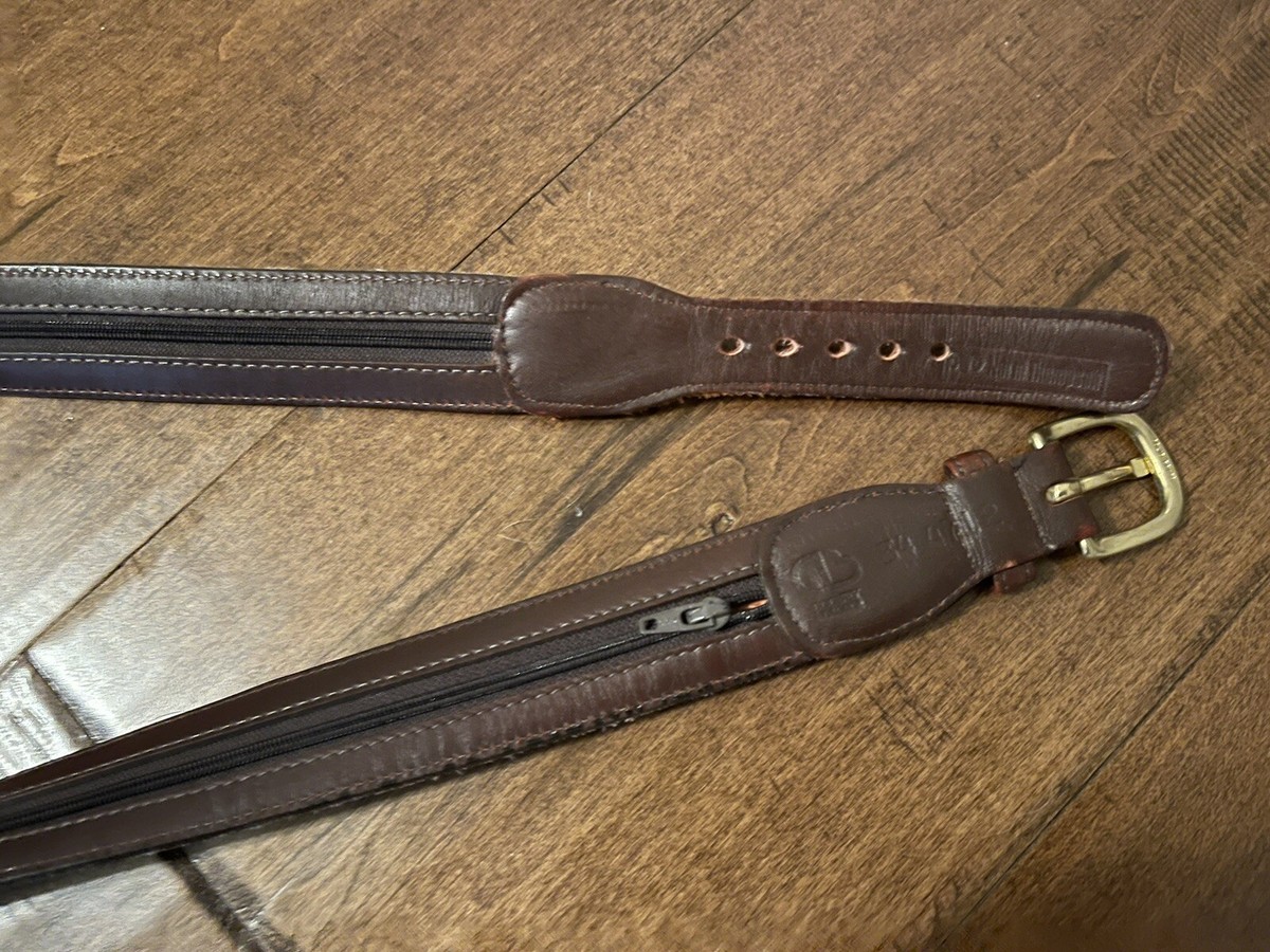 Vintage Dooney & Bourke Solid Brass Leather Zipper Money Belt.  Vintage Dooney & Bourke Brown Leather Belt: Brass Buckle  main image 4