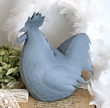 Großes Huhn / Hahn / Henne Figur Dekofigur, Metall Grau,  Landhaus Deko, 20 cm