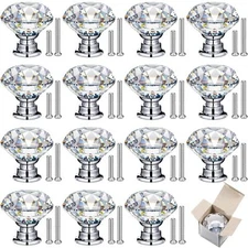 50 Pieces Drawer Knobs Crystal Glass Knobs For Dresser Drawers Diamond Shape Cab