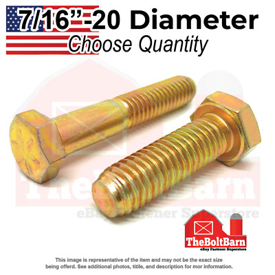 #ad 7 16quot; 20 Grade 8 Fine Hex Cap Screws Zinc Yellow USA Made Choose Length amp; Qty $578.19