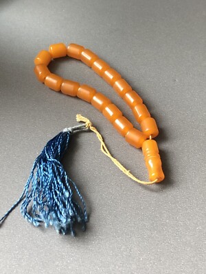 Vintage Small Prayer Beads Butterscotch Bakelite? Lucite? 18 +1 Beads