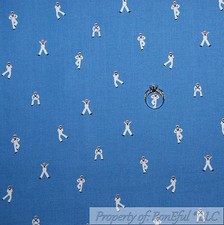 BonEful Fabric FQ Cotton Quilt Blue White US Navy Military Ship Boy Small Stripe