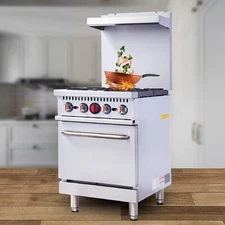 Hakka 24" Natural Gas Range Stove Commercial 4 Burner Range With Oven 150000 BTU