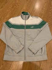 Vintage Puma Retro Full Zip Athletic/Track Jacket Gray And Green Medium