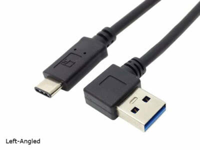 System-S USB 3.1 Type C zu USB 3.0 A 90° Kabel Links gewinkelt 30 cm
