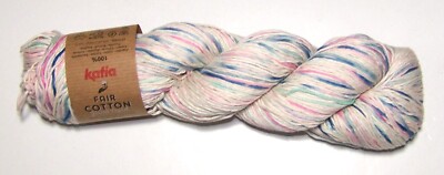 Lot of 5 skeins of Katia FAIR COTTON HAND DYED Organic Fingering Yarn #703 Multi