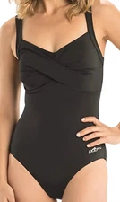 NEW DOLFIN AQUASHAPE BLACK DRAPE FRONT ONE PIECE SWIMSUIT SZ 16 363DF