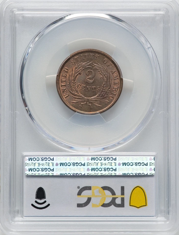1864 Two Cent Piece Large Motto - PCGS MS64RB - LOOKS STONE COLD MS66 - STUNNING - Image 4 of 4
