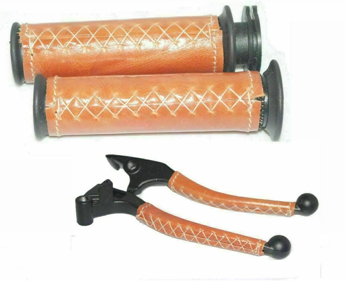 Fit For Royal Enfield Tan Leather Covered 7/8