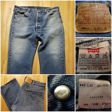 Vintage Levi's 1980s Mens 501XX Jeans 42 x 32" - Fits 32 x29 Made USA Distressed