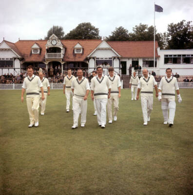Club Captain D. Kenny Leads Out The Worcester Team. Circa 1956 OLD CRICKET PHOTO