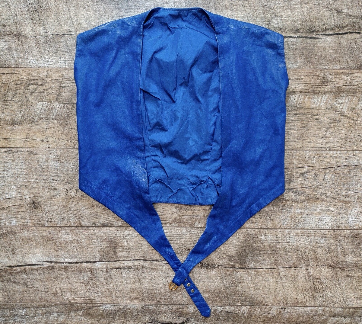 Hermes Vintage Leather Vest Womens Blue Gilet Jacket Belted Luxury