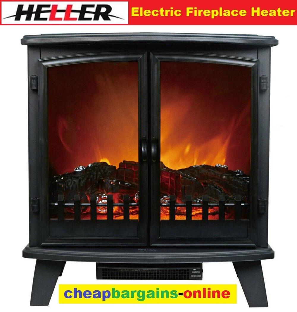 ELECTRIC FIREPLACE HEATER WOOD HEATER EFFECT HELLER 2 DOOR PORTABLE  FREESTANDING | eBay