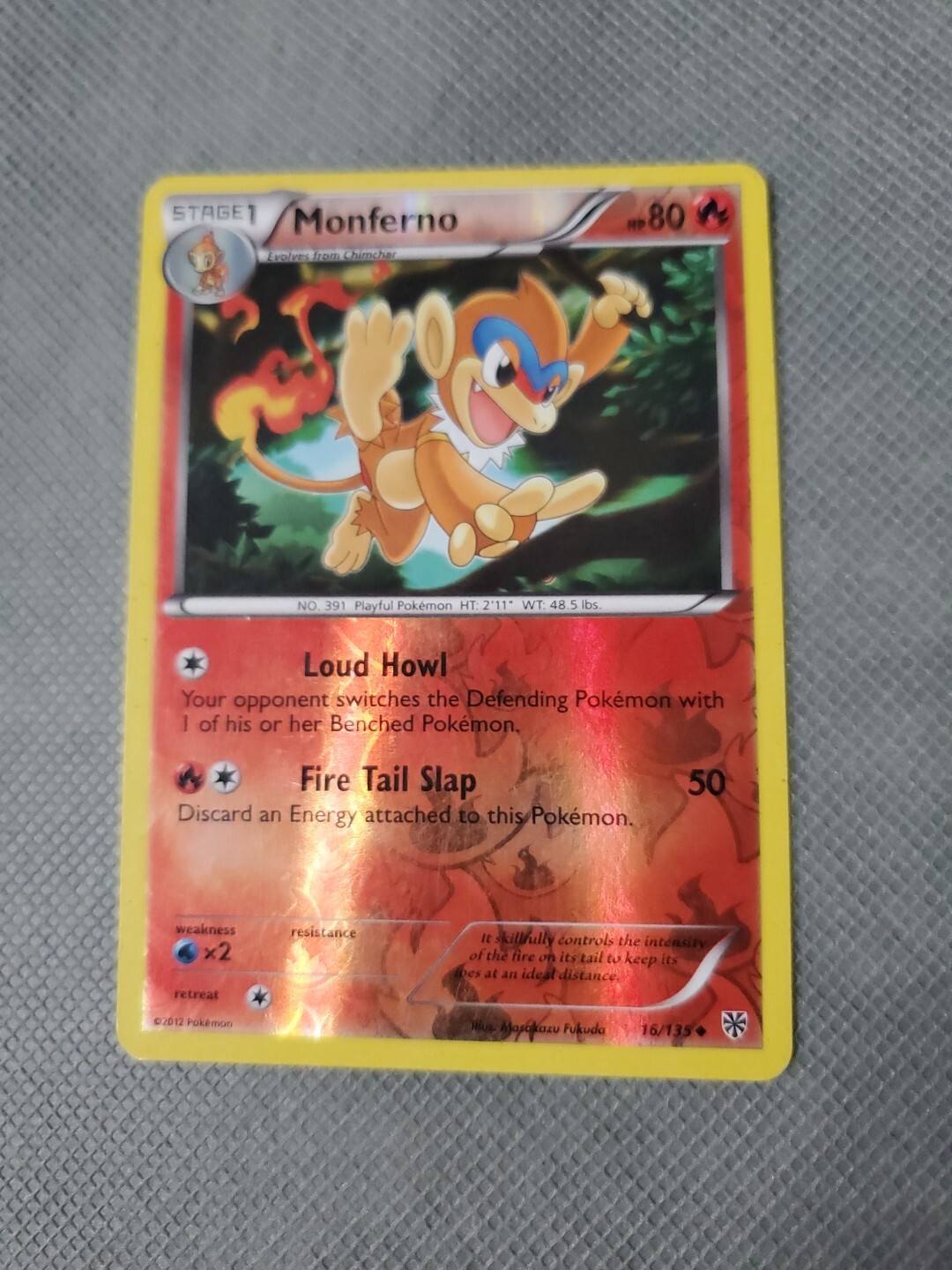Monferno 16/135 Reverse Holo Plasma Storm Pokemon Card