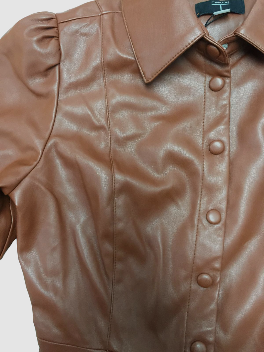 $178 T Tahari Women's Brown Faux Leather Shirt Dress Size 2 | eBay $178 T Tahari Women's Brown Faux Leather Shirt Dress Size 2 | eBay