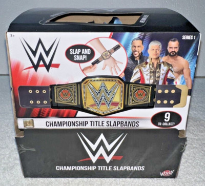 WWE CHAMPIONSHIP TITLE SLAPBAND FULL BOX OF 24 UNOPENED PACKS WITH DISPLAY *NEW*