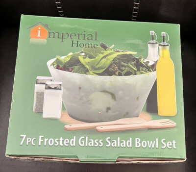 Frosted Glass Salad Bowl Set