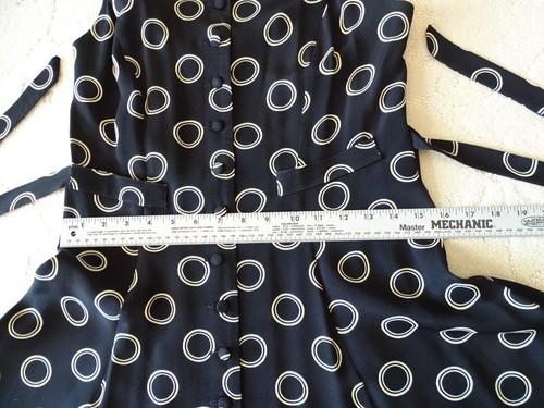 Vtg Betsey Johnson Black w/ White MOD Patterning Sleveless Mini Dress SZ M - Picture 9 of 12