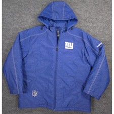 Reebok New York Giants Jacket Mens 2XL Blue On Field Fleece Lined Heavyweight