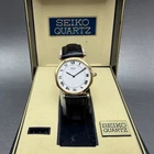 Seiko Watch Men 31mm White Dial Gold Tone Octagon 2620-0149 New Battery Box