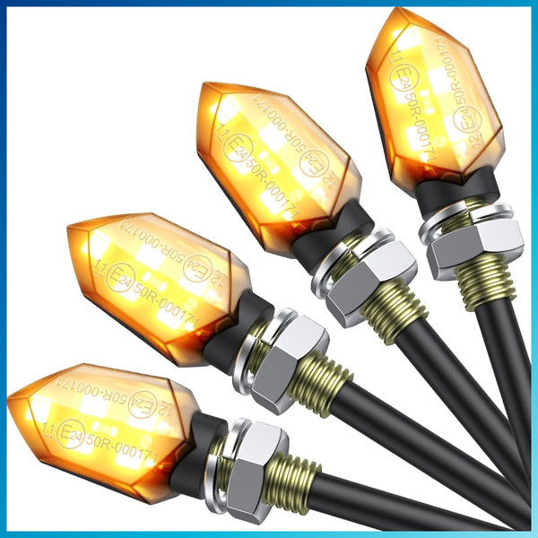 12V Led Microblinker Set Smoked FüR Motorrad - 4 StüCk E-PrüFzeichen-image