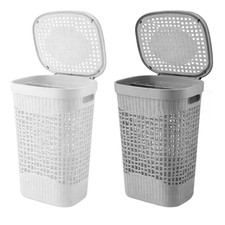 60L Large Plastic Rattan Style Laundry Clothes Storage Washing Bin Basket Hamper