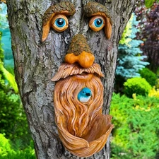 Tree Faces Decor Outdoor - Old Man Bird Feeder - Tree Hugger Garden Decoratio...