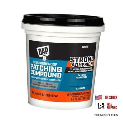 Weatherproof Patching Compound, White, 16 Oz (7079818740) 16 fl oz Tub