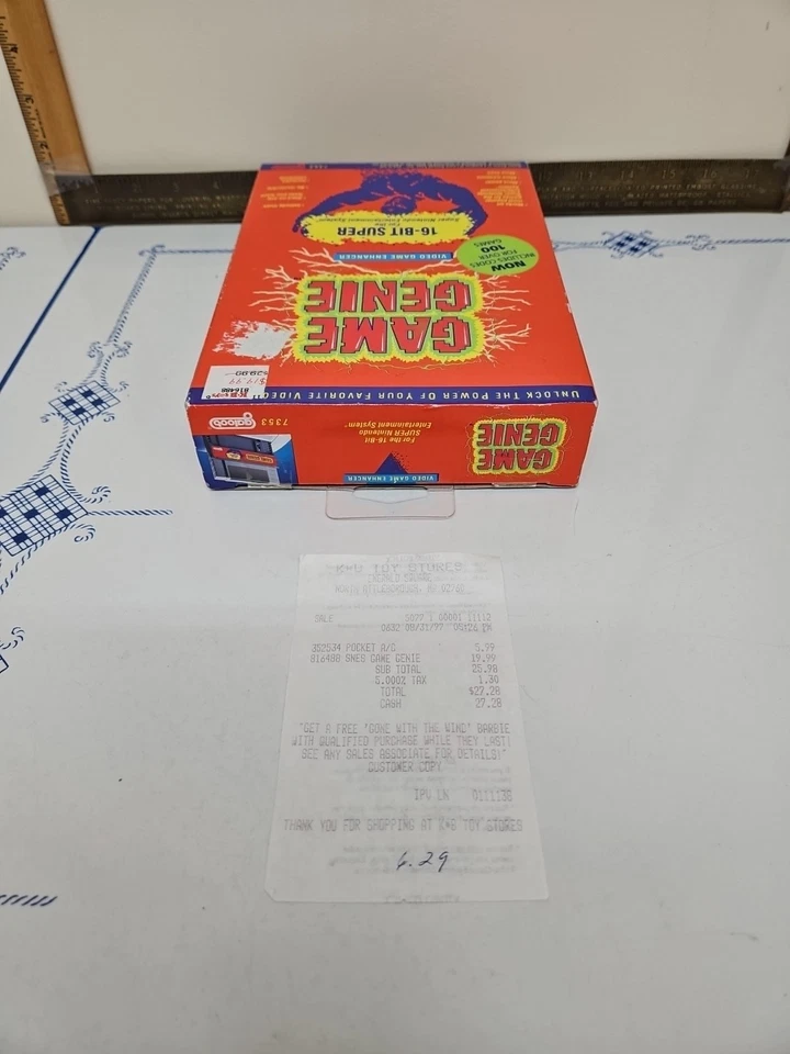 GAME GENIE 7353 1991/92 (NINTENDO SNES) Galoob FACTORY SEALED W/PURCHASE RECEIPT - Image 3 of 4