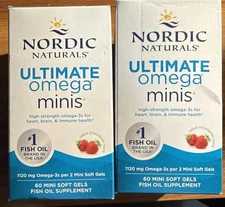 LOT Of Two (2) - Nordic Naturals Ultimate Omega Minis 60ct/ea Exp 3/2028+