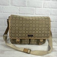 Coach Large Beige Canvas  Leather Messenger Diaper Bag Satchel F70293