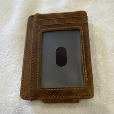 Brown Slim Fold Wallet for Men with Money Clip, ID Window, and Card Slots