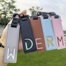 A-Z Leather Keychain For Custom Name, Personalized Initial Keyring for Women Men