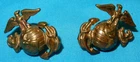 WW2 ERA USMC UNITED STATES MARINE CORPS SCREW BACK MILITARY COLLAR BADGE PAIR